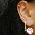 wholesale 925 Sterling Silver Diamond Accent Chain Drop Earrings, Cold Style Creative Ear Cuffs-0-2