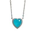 wholesale S925 Sterling Silver New Heart-Shaped Necklace for Women with Paraiba Stone Stackable Collarbone Pendant-0-4