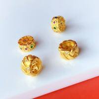 wholesale Gold-plated S925 Silver Twisted Spacer Bead Running Ring DIY Bracelet Necklace Accessory Large Hole Clasp for Handmade Rope Jewelry-1# one