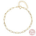 wholesale S925 Sterling Silver Fashion Versatile Paper Clip Diamond Bracelet, Trendy and Minimalist Design-0-0