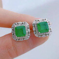 wholesale Metal material first, ZHUO ZHI FAN Jewelry New Emerald Retro Square Stud Earrings INS Hot Selling Earring Replacement-0-0