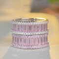 wholesale S925 Sterling Silver New High-Carbon Diamond Women's Full Diamond Pink Diamond Row Ring High-End Minimalist Ins Style Band-0-3