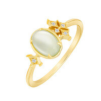 wholesale S925 Silver Plated 14K Gold New Arrival Fashion Niche Design Style Peridot Ring-Prehnite Ring Size 6