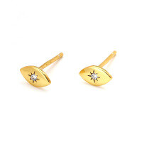 wholesale S925 Sterling Silver Zircon Evil Eye Ear Studs Fashion Exquisite Small Minimalist Design Elegant Earrings-Gold 925 silver