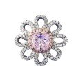 wholesale S925 Sterling Silver New Style 6*6 Floral Pink Diamond Ring for Women, Rose Petal Design, Fashionable and Versatile for Daily Wear-0-4