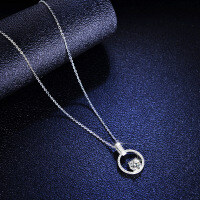 925 Silver 1ct Moissanite V-Necklace Women's Fashion Pendant-1-carat necklace (D color moissanite)  925 silver