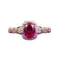 wholesale S925 Silver Stunning New Simulation 5*7mm Oval Ruby "Pigeon's Blood Red" French Romantic Ring for Live Stream-0-4