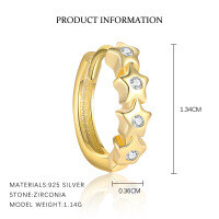 wholesale S925 Sterling Silver Star and Moon Tassel Earrings with Zircon, Light Luxury, Fashion, and Versatile-E5007-Gold/Single 925 Silver