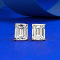 wholesale S925 Silver Simulated Emerald Cut 7*9mm Rectangular Pagoda Ear Studs for Cross-Border E-Commerce-E584 Gold Rectangular Earrings 925 Silver