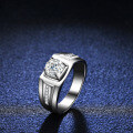 Platinum-Plated 925 Sterling Silver Solid Moissanite Men's Ring, Boss Style, Precision Crafted for E-commerce-0-4