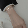 wholesale S925 silver summer minimalist double-layer chain bracelet, elegant women's Korean-style line bracelet S3565-0-1