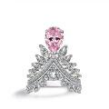 wholesale S925 Silver 2ct Pear-shaped 7*10 Feather Crown High-Carbon Diamond Powder Ring for New Collection by ShiPei Jewelry-0-5