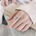 wholesale S925 Sterling Silver Retro Korean Style Minimalist Multi-Layer Line Small Design Open Adjustable Ring for Women-0-0