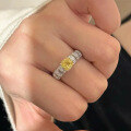 wholesale S925 Sterling Silver with Yellow Diamond and High Carbon Diamond, 6*6-0-1