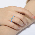 wholesale S925 Silver Ins Style Japanese Floral Round Composite Opal OPAL Ring Women's Blue Opal Light Luxury Jewelry Band-0-3