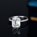 S925 Silver 4-Carat Moissanite Women's Ring, Extravagant Rectangular Emerald Cut-0-2