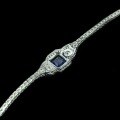 wholesale Gold-Plated 925 Silver Bracelet with High-Carbon Diamonds and Royal Blue Cushion Cut, Art Deco Style Versatile Jewelry for Women-0-3