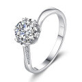 S925 Sterling Silver Moissanite Snowflake Six-Prong Crown Ring-0-3
