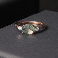 wholesale 925 Sterling Silver Plated 18k Rose Gold Minimalist Exquisite Gemstone Customization European and American Natural Moss Agate Ring for Women-0-0