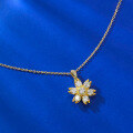 wholesale S925 Gold-Plated Silver Daisy Necklace Pendant, a versatile and stylish piece from Mu Jing Jewelry's new collection, supports drop shipping-0-3