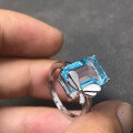 wholesale S925 Silver Butterfly Ring with Aquamarine and Zircon, New Design, European and American Fashion Ring for Women-0-3