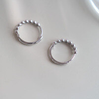 wholesale 925 Silver Plated with White Gold, Exquisite Vintage Hoop Effect Stud Earrings, Elegant New Style-A pair of prices