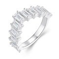 Sterling Silver Square Moissanite Ring, Amazon Bestseller, Customizable Women's Minimalist Stacking Ring-0-3