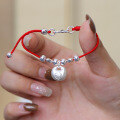 wholesale S925 Sterling Silver Chunky Fortune Red String Bracelet for Women, Versatile Small Design Retro Chinese Character "Fu" Woven Rope-0-5