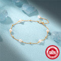 wholesale S925 Sterling Silver Adjustable Pearl Ballpoint Pen Beaded Bracelet,INS。-0-3