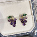 wholesale Metal material, Chao Xiaobai Purple Grape Earrings Fresh Sweet Girly Heart Fruit Studs Light Luxury High-end Feel Niche Earrings-0-5