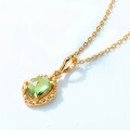 wholesale S925 Sterling Silver Gold-Plated Japanese Korean Style Fashion Minimalist Natural Peridot Pendant Necklace For Women, Drop Shipping-0-2