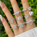 wholesale S925 Sterling Silver Ladies' Ring with Ice Flower Cut, Small and Luxurious, Fancy Heart and Square Shape, High-Carbon Diamond Wholesale-0-2