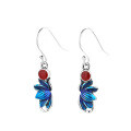 wholesale S925 Silver Retro Chinese Style Resin Thai King Blue Lotus Earrings with Creative Design-0-4