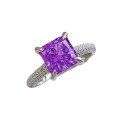 wholesale S925 metal Mu Jing new purple high-carbon diamond ring, fully set with 8*8 women's ring-0-4