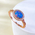 wholesale Rose Gold Plated 925 Silver with One-Carat Australian Opal Blue Purple Ring for Women, Live Stream Xiaohongshu-0-1