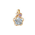 wholesale S925 Silver Plated 14K Gold, Japanese Retro-Inspired Niche Soft Style Sky Blue Topaz Flower Pendant-0-5