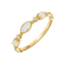wholesale S925 gold-plated jewelry, small fresh and light luxury thin ring, set with opal, can be worn alone or stacked, women's ring-Synthetic Opal Ring>Hong Kong No. 15