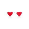 wholesale S925 Sterling Silver Small Red Heart Earrings for Women, Minimalist Korean Style, Dainty Ear Piercing Red Heart Stud Earrings-0-4