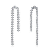 wholesale Sterling Silver Zhuo Zhifan New European and American Ins Style Tassel Micro-Inlaid Earrings Full Diamond Stud Earrings for Women Cross-Border Wish-E293 Tassel Earrings 925 Silver