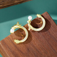 wholesale 925 Sterling Silver New Chinese Style Dragon Ear Studs, Light Luxury and Premium Summer Niche Sense-Earrings (19*18.2MM)