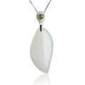 wholesale 925 Sterling Silver Embroidered Willow Leaf Hetian Jade Pendant for Vintage Style Hanfu Qipao Necklace-0-4