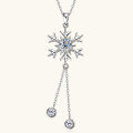 wholesale S925 Sterling Silver Snowflake Necklace for Women with Moissanite Pendant, Luxury High-end Tassel Collarbone Chain, Gift-0-0