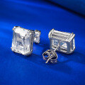 wholesale S925 silver jewelry, high-carbon simulated white diamond, 8*10mm rectangular diamond stud earrings for women, cross-border ear accessories-0-3