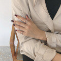 wholesale S925 Sterling Silver 238 Korean-style Open Ring Minimalist Cold Tone Stackable Double Ring Hollow Joint Ring for Women-0-2