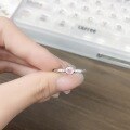 wholesale S925 Sterling Silver Pink Diamond Square Ring, Romantic and Sweet Couple's Ring for Women, Versatile and Trendy, Unique Design for Girlfriend-0-3