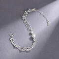 wholesale S925 Silver Tide Xiaobai Three Lives Three Worlds Silver Bracelet for Women, Silver Beads Luxury Niche Design Valentine's Day Gift-0-1