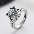 wholesale S925 Sterling Silver Ins-style Rotatable Money Cat Ring, Vintage Chinese Style Ring-0-2