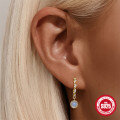 wholesale S925 Sterling Silver Twisted Star Ear Hoops with Opal Flower and Crystal Drop-0-1