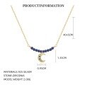 wholesale S925 Sterling Silver And Natural Lapis Lazuli Star Moon Necklace For Women, Luxurious And Sophisticated Crystal Collarbone Chain-0-5