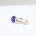 wholesale Sterling silver* Light luxury vintage style octagonal lapis lazuli women's ring, new jewelry, source factory wholesale-0-1